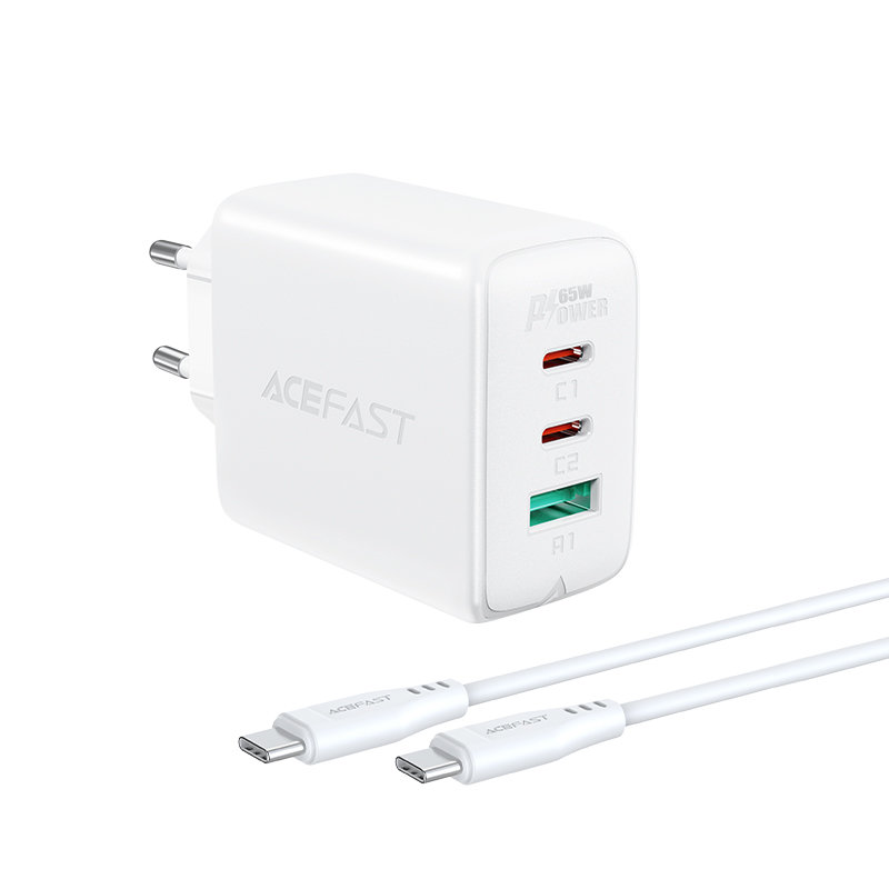 Acefast® A13 65W Super Brzi Zidni Punjač USB + 2 x Type C + Type C to Type C kabel bijeli
