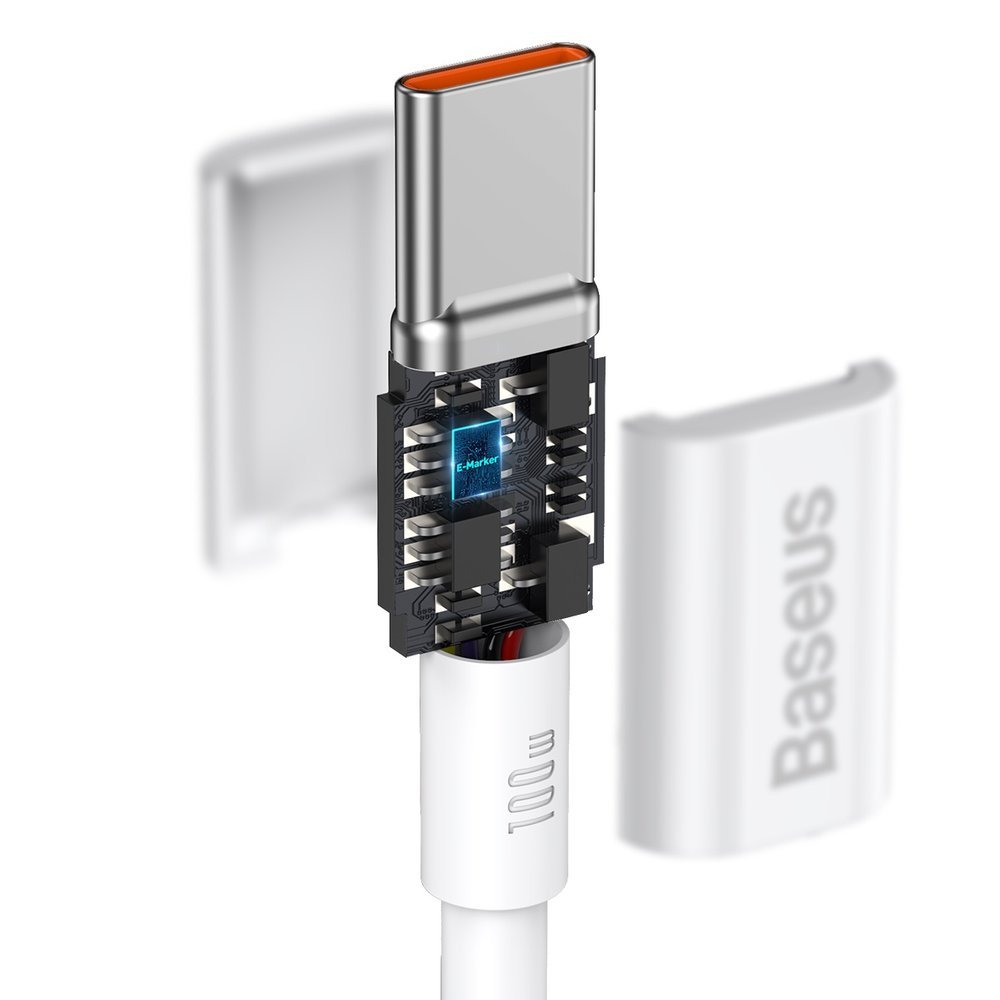 Baseus® CATYS-C02 Silikonski Type C to Type C Kabel 2M 100W Bijeli