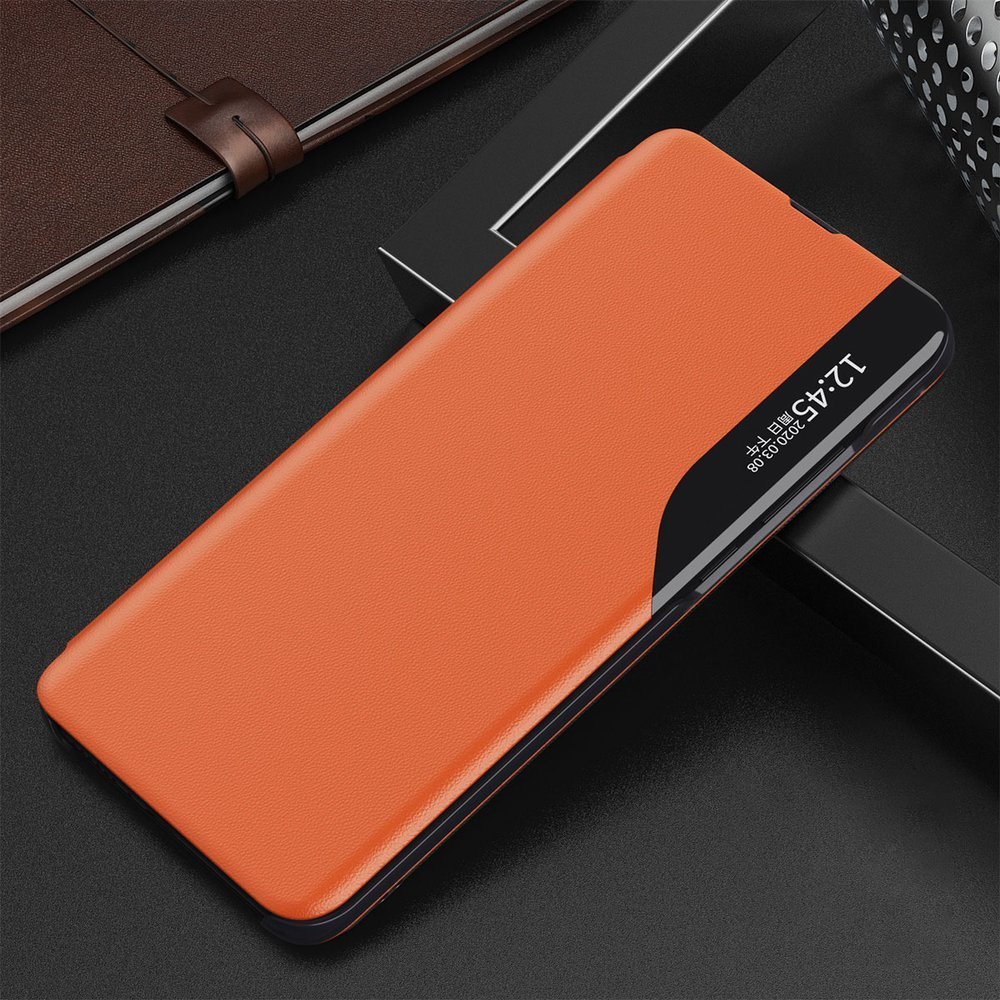 Side Clear View Standing Cover za Samsung Galaxy A15 Narančasti